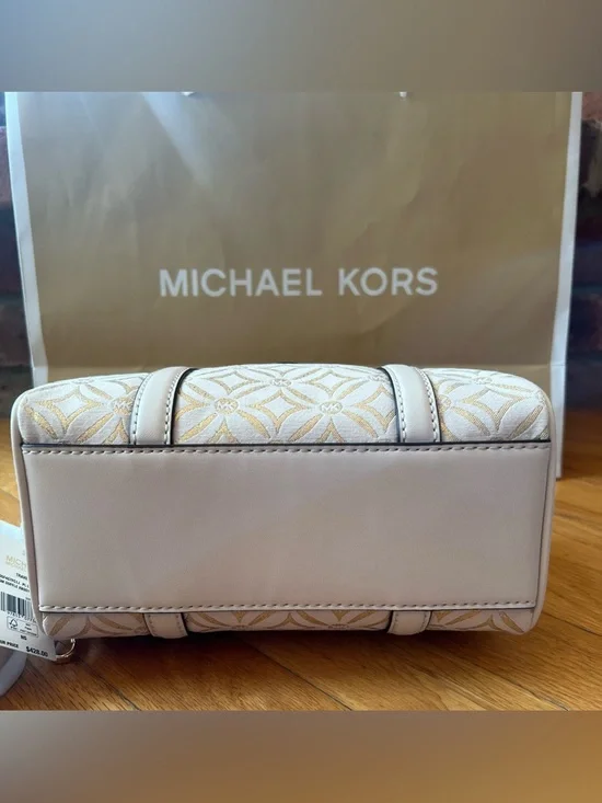 Michael Kors Ivory & Gold Travel Small Duffle Crossbody - Picture 6 of 14